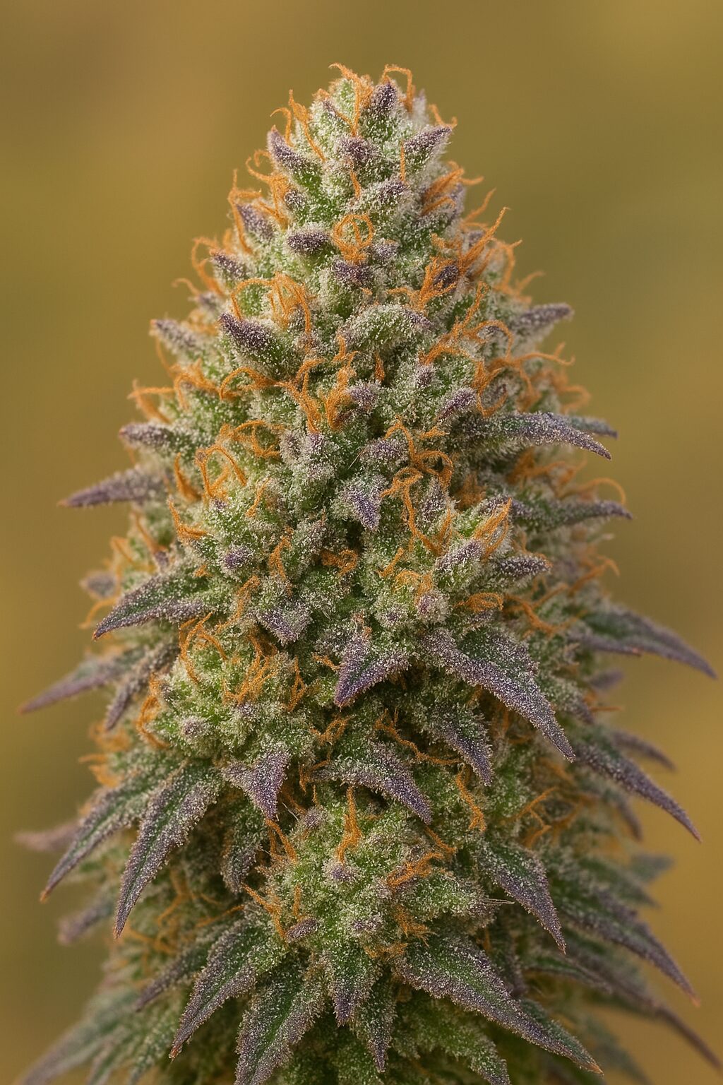 ブルー・ロブスターの大麻花。青紫のトリコームが密集し、アンバー色のピストルと霜のような樹脂で覆われたクラフトハイブリッド。